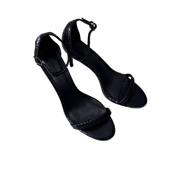 Banana Republic Strappy Sandals Snake-Embossed Black Women's Size 8 Heels - Picture 4 of 8